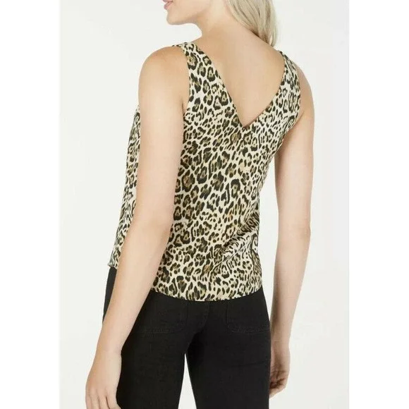 Leyden Womens Size Small Leopard Print V-Neck Blouse Sleeveless - Picture 2 of 9